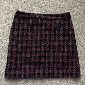 Plaid Tweed Skirt - Black and Pink